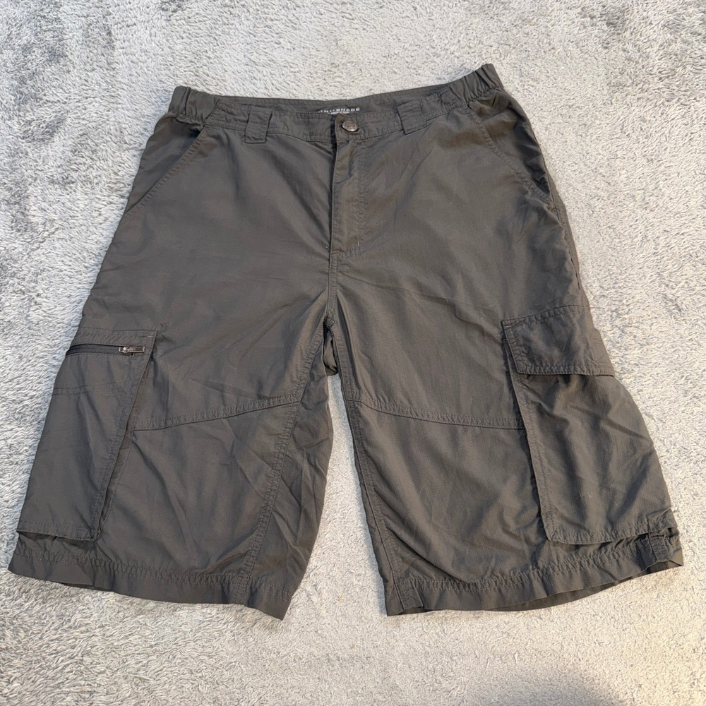 Columbia Omni-Shade Men Cargo Shorts 32 Gray Hiking Outdoors Nylon Utility Tech
